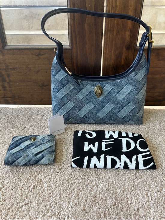 Kurt Geiger Handbags - Denim Weave Shoulder Bag in Blue with wallet and dust bag